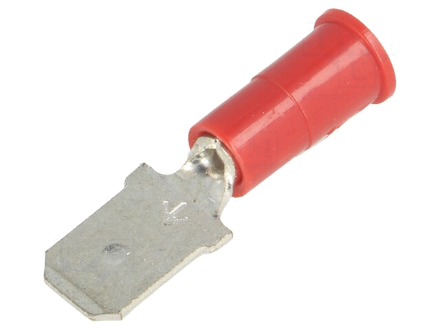 Connector: vlak; 6,4mm; 0,8mm; mannelijk; klemmen; voor draad; rood Connector: vlak; 6,4mm; 0,8mm; mannelijk; klemmen; voor draad; rood